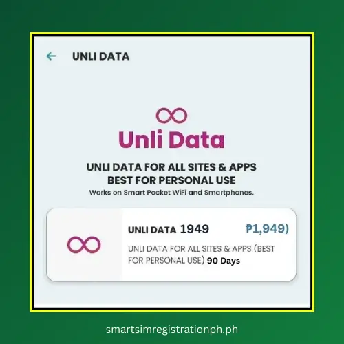 Smart Unli Data SIM Offers: Prices and How to Subscribe 5 Unli Data 1949 (90 Days for ₱1,949)