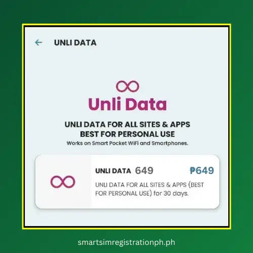 Smart Unli Data SIM Offers: Prices and How to Subscribe 3 Unli Data 649 (30 Days for ₱649)
